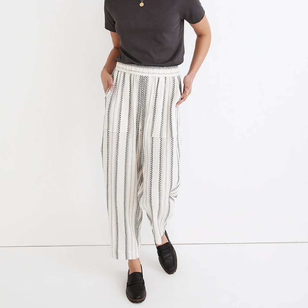 Madewell Lightspun Pants in Cream Stripe